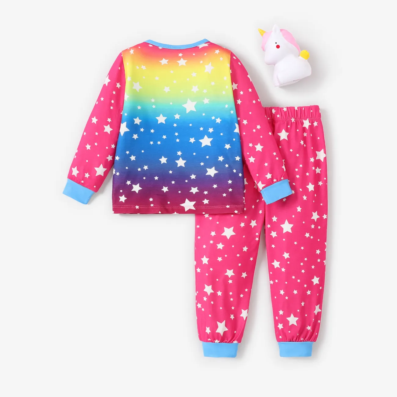 2pcs Toddler Girl Casual Unicorn Pajama Set Multi-color big image 1