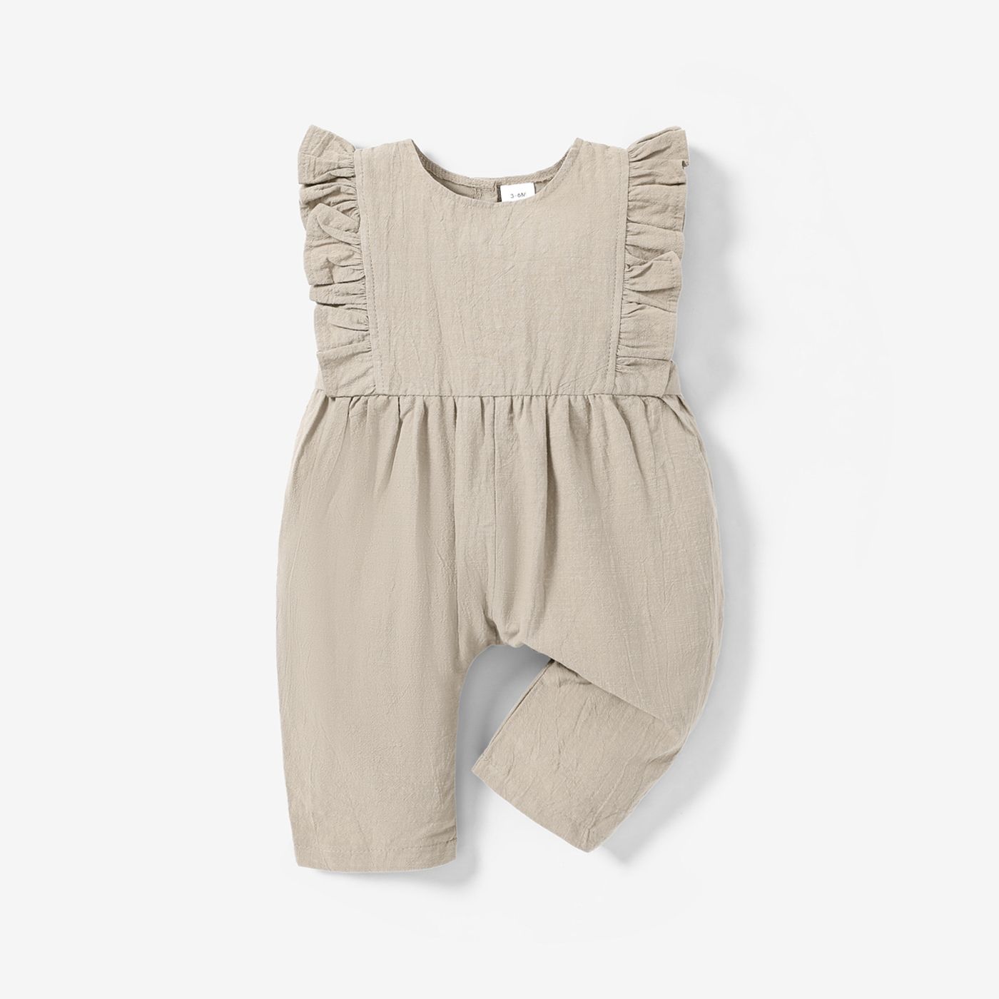 Solid Ruffle Decor Sleeveless Baby Loose fit Jumpsuit