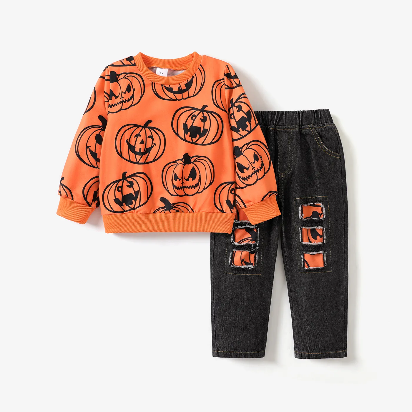 2pcs Toddler Boy Halloween Set with Avant-garde Hole Design