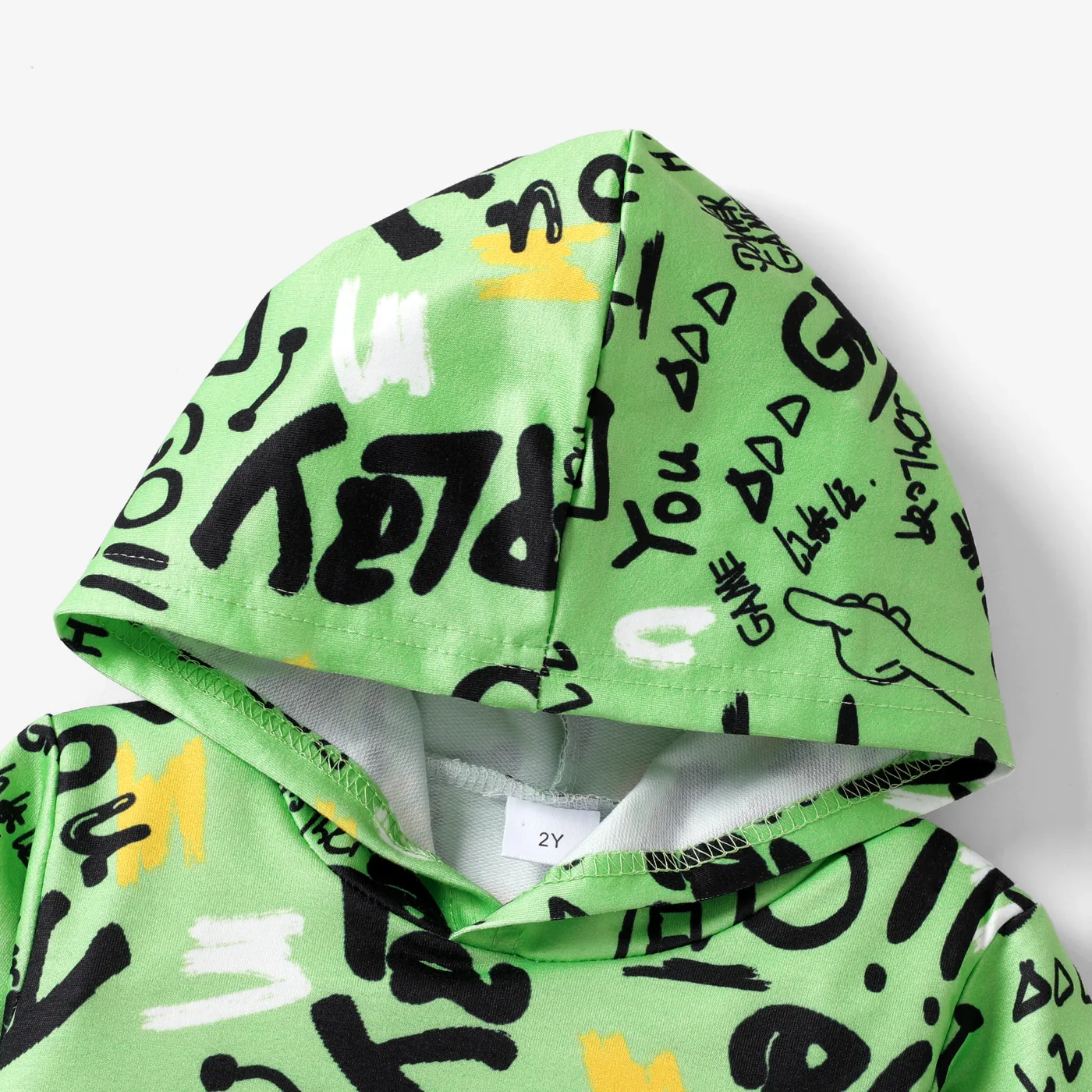 2pcs Toddler Boy  Fashionable Avant-garde Letter Long Sleeve Set Green image 3