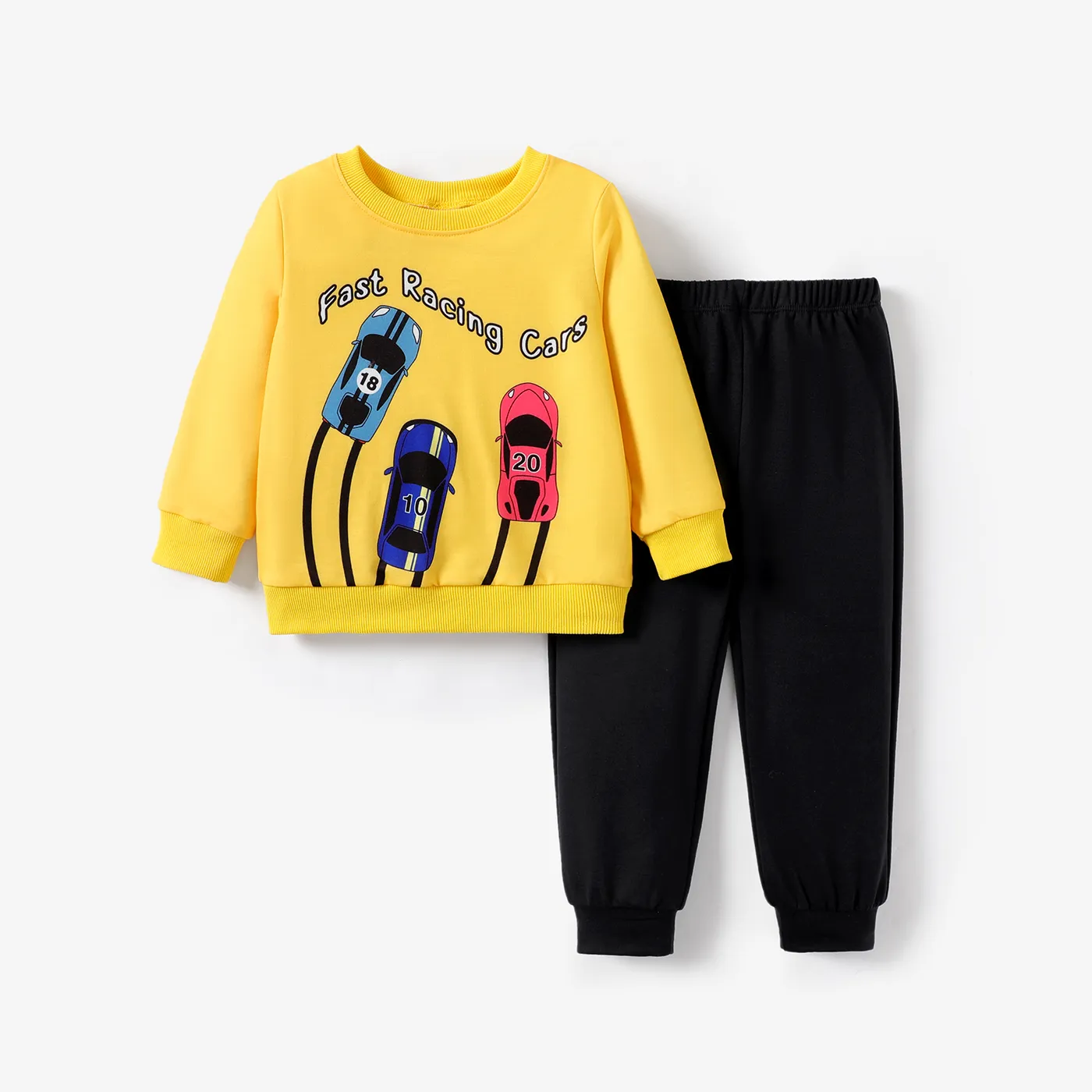 2pcs Toddler Boy Avant-garde Vehicle Pattern Long Sleeve Set