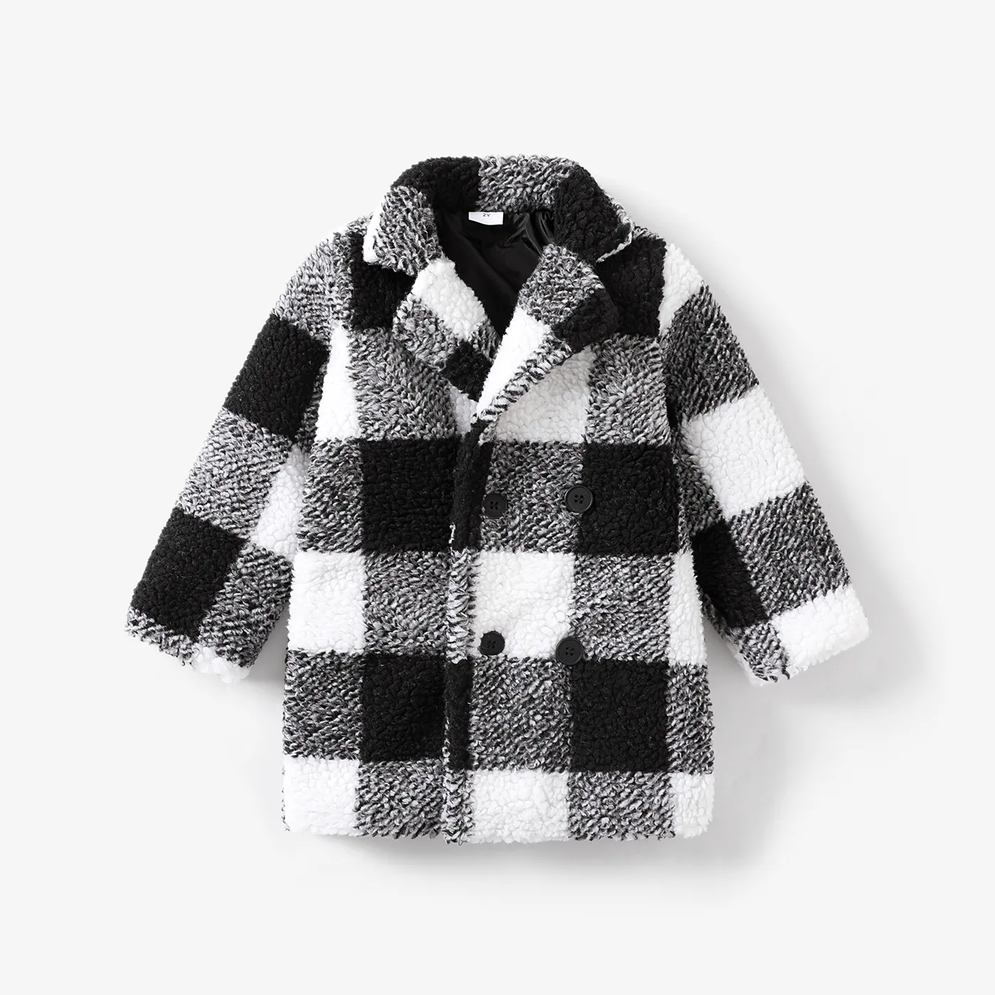 Toddler Boy/Girl Lapel Grid/Houndstooth Coat Black big image 1