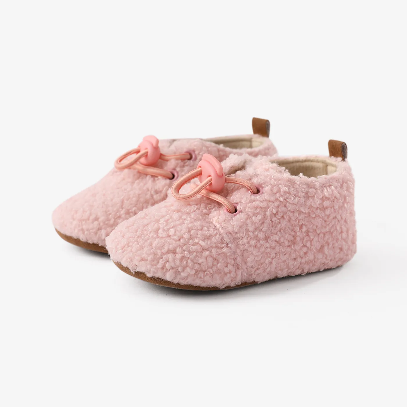 Baby & Toddler Solid Color Elastic buckle Furry Prewalker Shoes Pink image 2