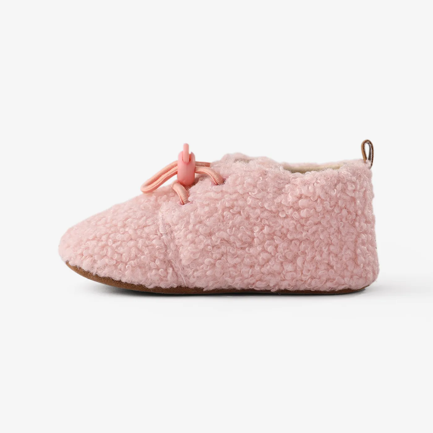 Baby & Toddler Solid Color Elastic buckle Furry Prewalker Shoes Pink image 3