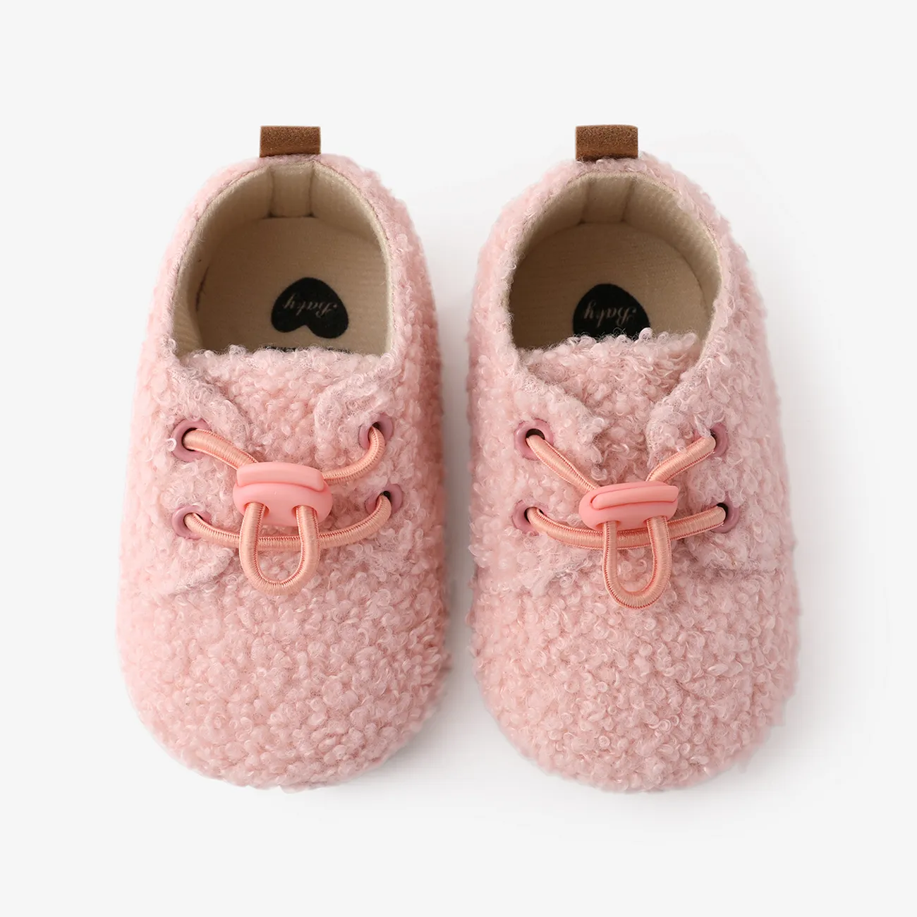 Baby & Toddler Solid Color Elastic buckle Furry Prewalker Shoes Pink big image 1
