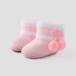 Christmas Baby & Toddler Pompom Decor Plush Prewalker Shoes Pink