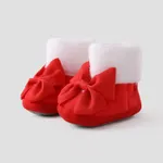 Bébé Fille Noël Doux Couleur unie Chaussures d'avant marche Rouge