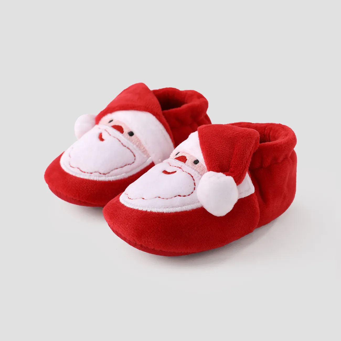 Christmas Baby & Toddler Santa Pattern Warm Prewalker Shoes Red big image 1