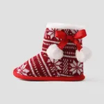 عيد الميلاد الطفل وطفل صغير بومبوم ديكور ندفة الثلج طباعة الصوف أحذية Prewalker   image 4