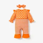 2pcs Baby Girl Striped Flutter Sleeve Jumpsuit Set  image 2