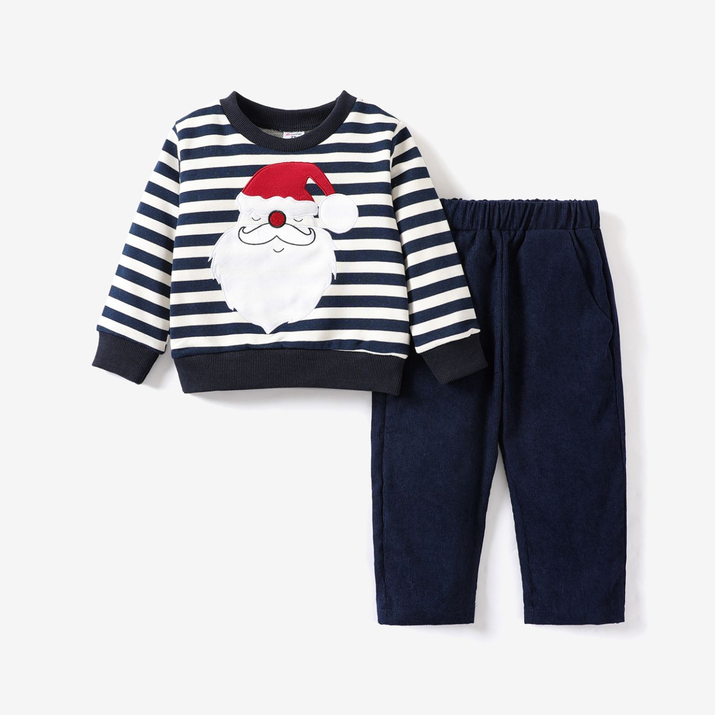 2pcs Toddler Boy Christmas Stripe Childlike Style Set