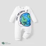 Baby Boy/Girl Naia Environmental Themes Earth Print Long Sleeve Jumpsuit White