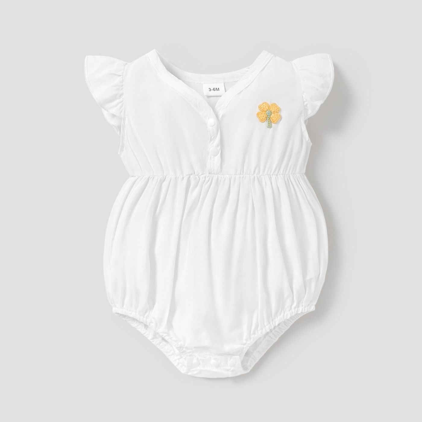 

Baby Girl 100% Cotton Floral Pattern Ruffle Sleeve Romper