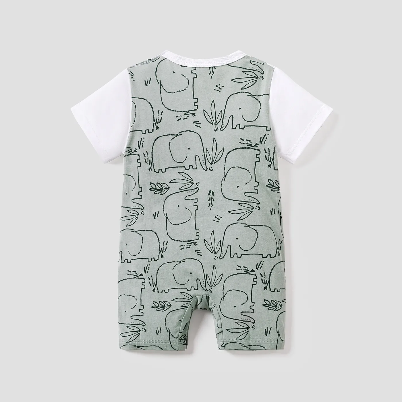 Baby Boy 100% Cotton Faux-two Short-sleeve Elephant Print Romper  image 2