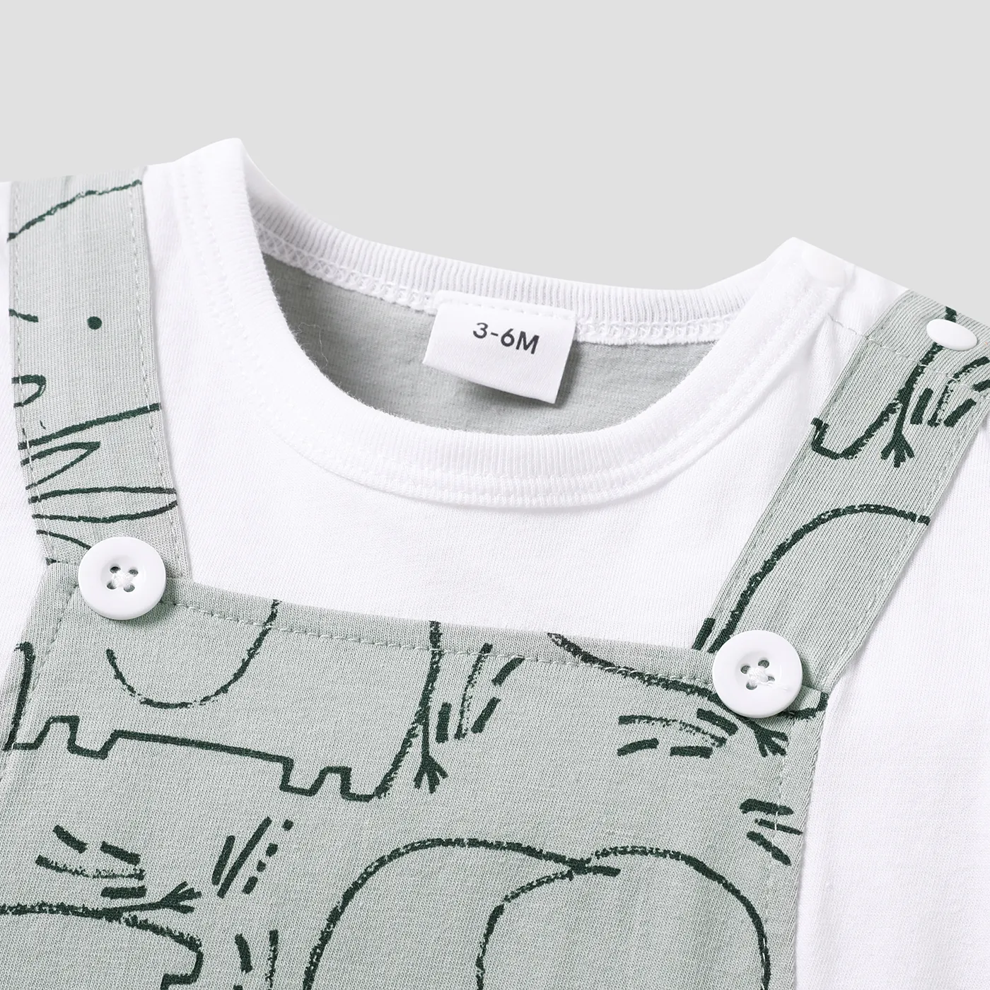 Baby Boy 100% Cotton Faux-two Short-sleeve Elephant Print Romper  image 3