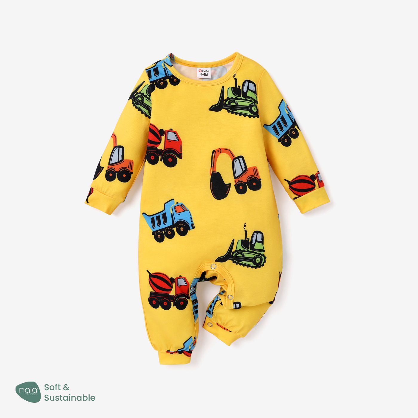 Naiaâ¢ Baby Boy Allover Construction Vehicle Print Long-sleeve Jumpsuit