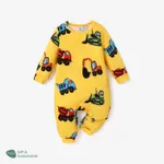 Naia™ Baby Boy Allover Construction Vehicle Print Long-sleeve Jumpsuit Yellow