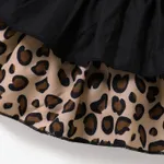 2pcs Baby Girl 95% Cotton Solid & Leopard Print Layered Ruffle Trim Sleeveless Romper and Headband Set  image 5