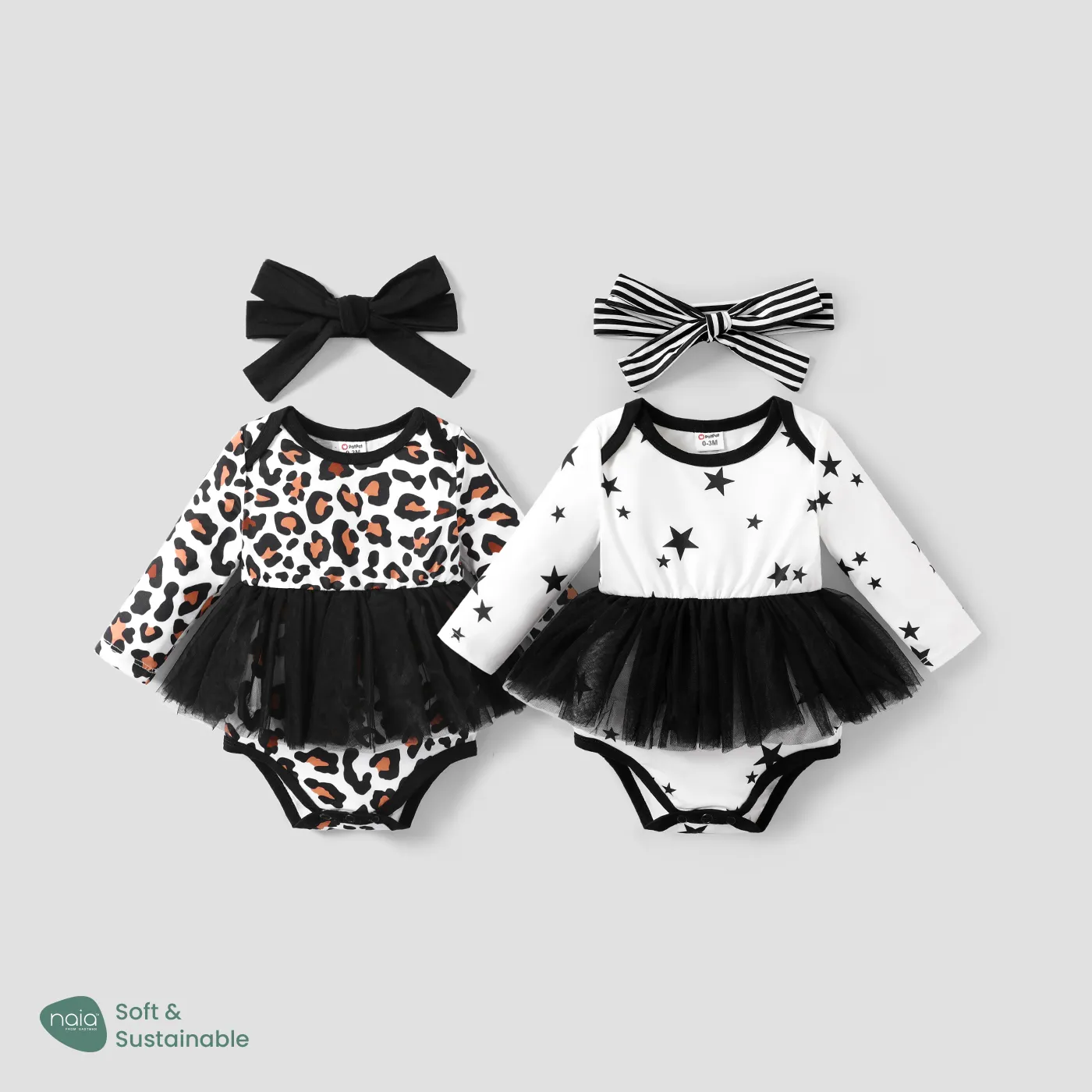 Baby Girl Leopard or Stars Mesh Princess Party Romper BlackandWhite image 4