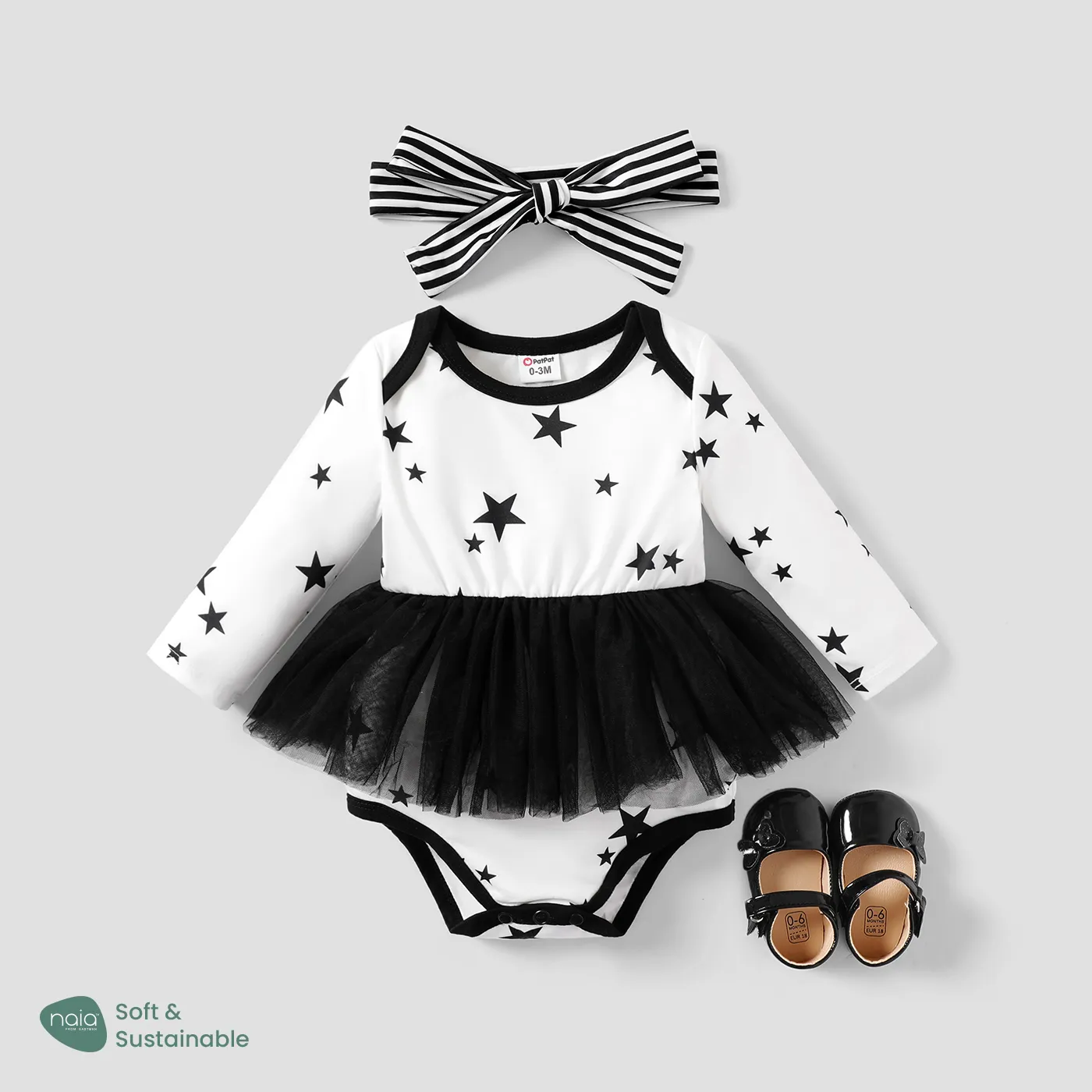 Baby Girl Leopard or Stars Mesh Princess Party Romper BlackandWhite big image 1
