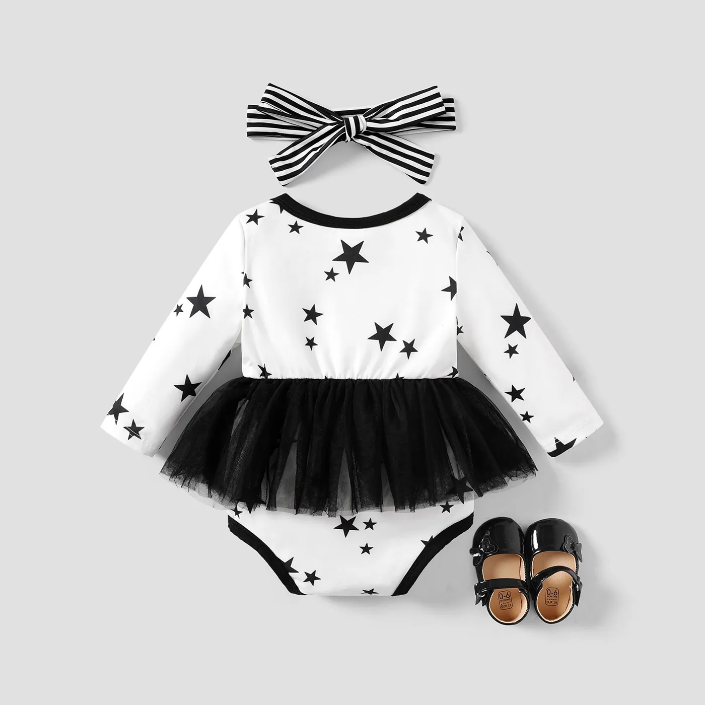 Baby Girl Leopard or Stars Mesh Princess Party Romper BlackandWhite image 5