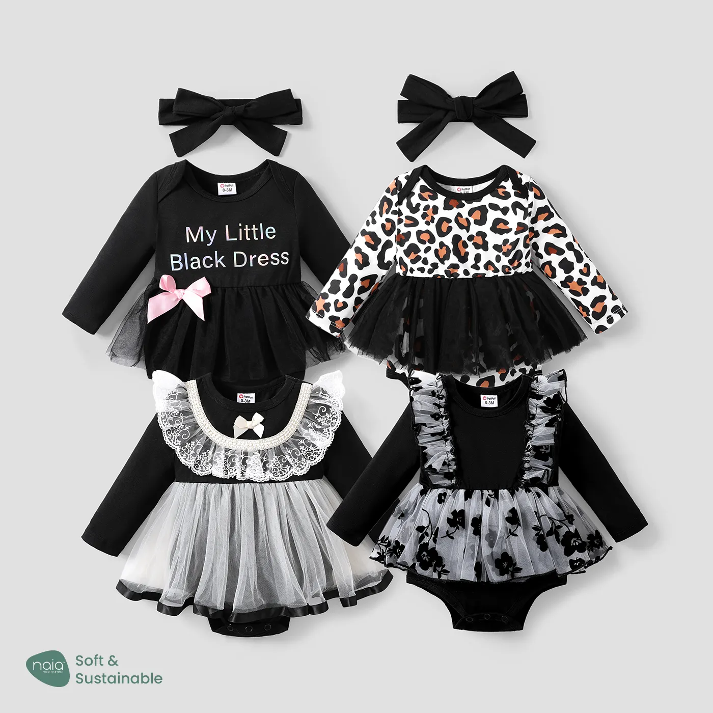 Baby Girl Leopard or Stars Mesh Princess Party Romper BlackandWhite image 3