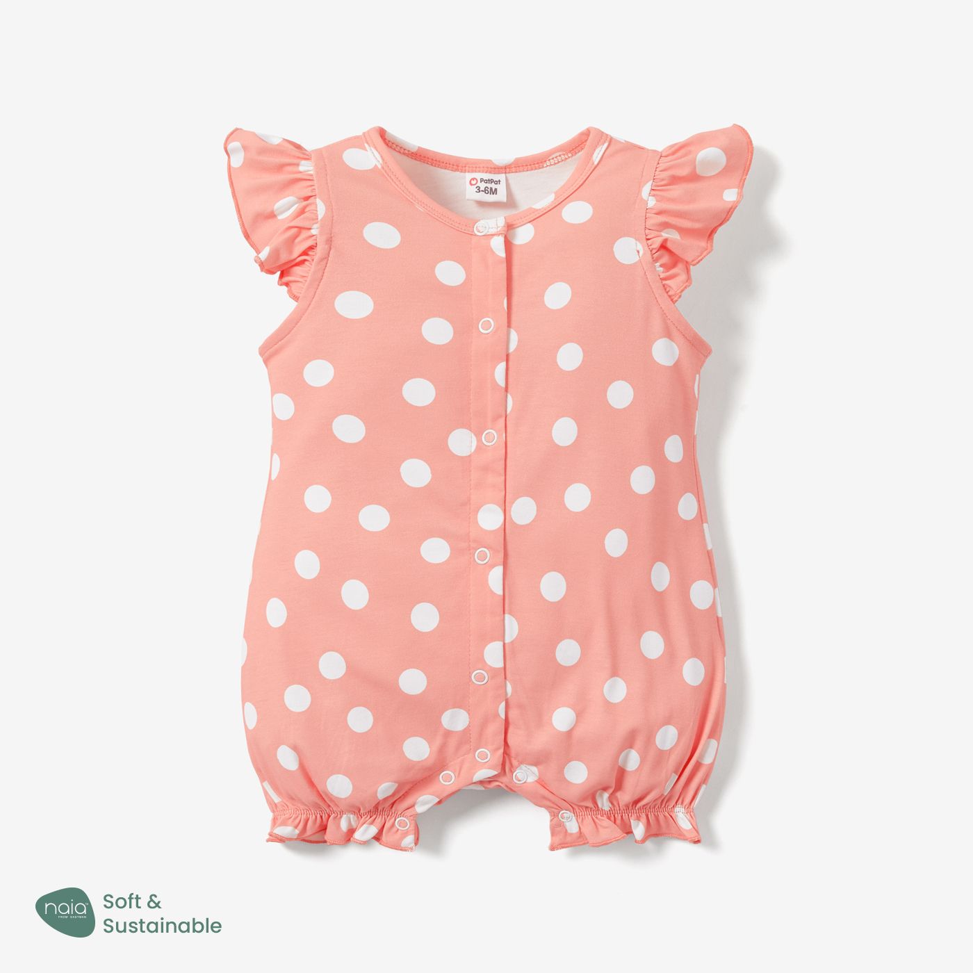 Naiatm Baby Girl Polka Dots or Butterfly Print Flutter-sleeve Romper