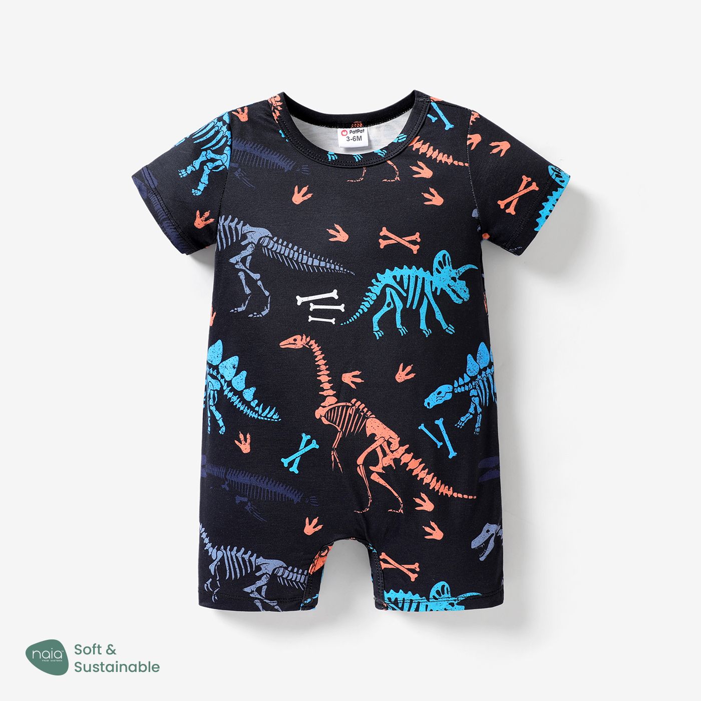 

Baby Boy Allover Dinosaur Print Short-sleeve Naia™ Romper