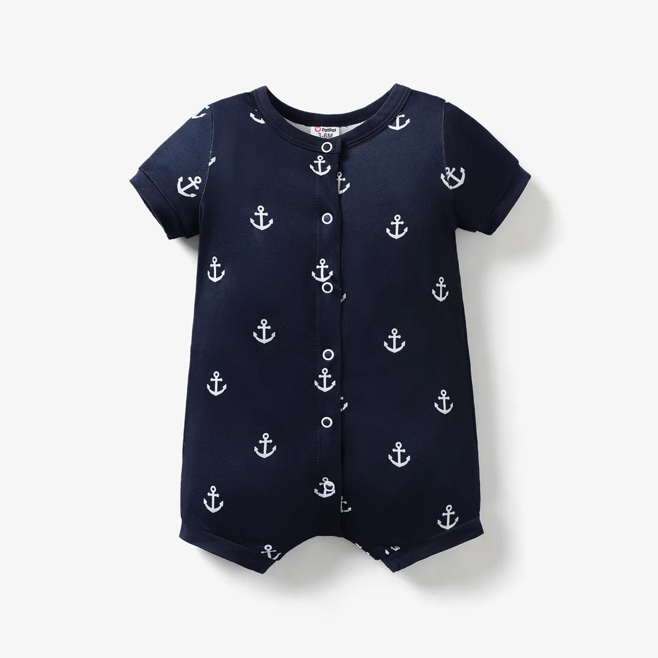 Baby Boy Print/Striped Short-sleeve Snap Romper big image 1