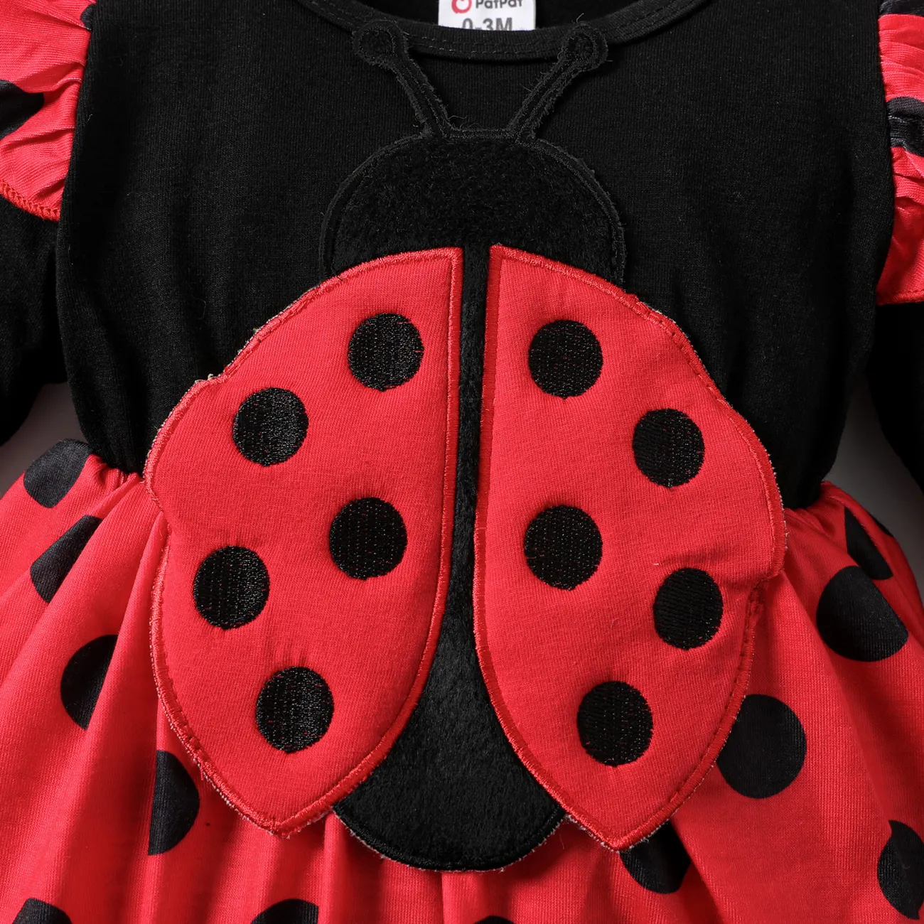2pcs Baby Girls Childlike Polka Dot Ladybug Romper Set Red big image 1
