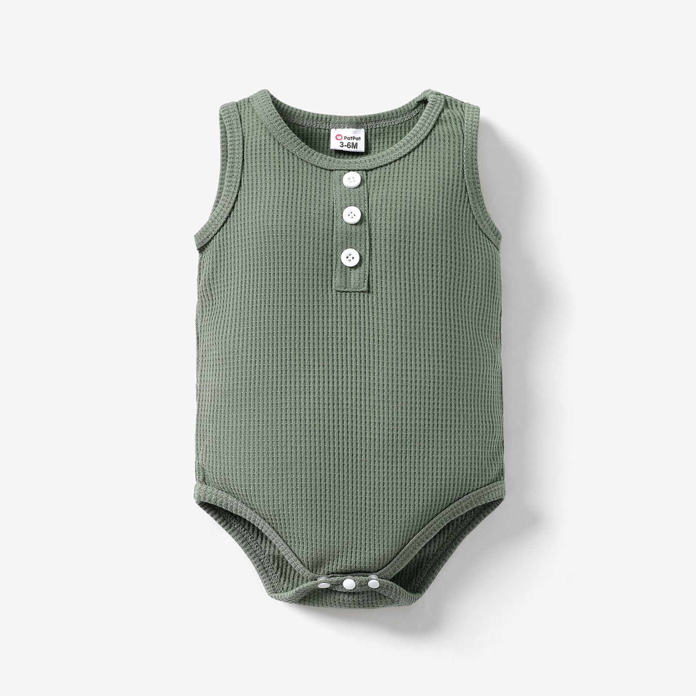 

Baby Girl/Boy Solid Waffle Henley Tank Bodysuit