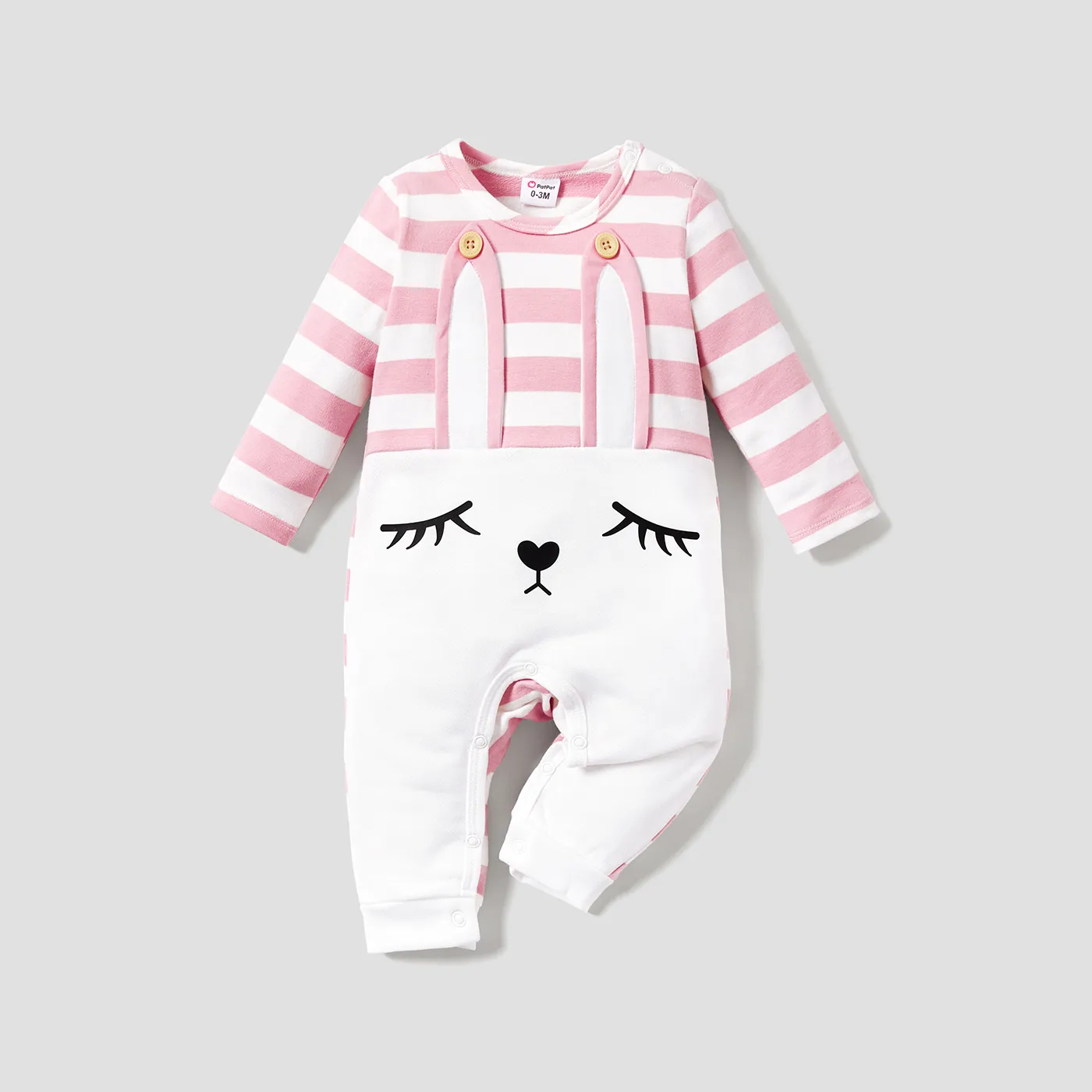 Bebé Unissexo Hipertátil/3D Infantil Manga comprida Macacão Rosa