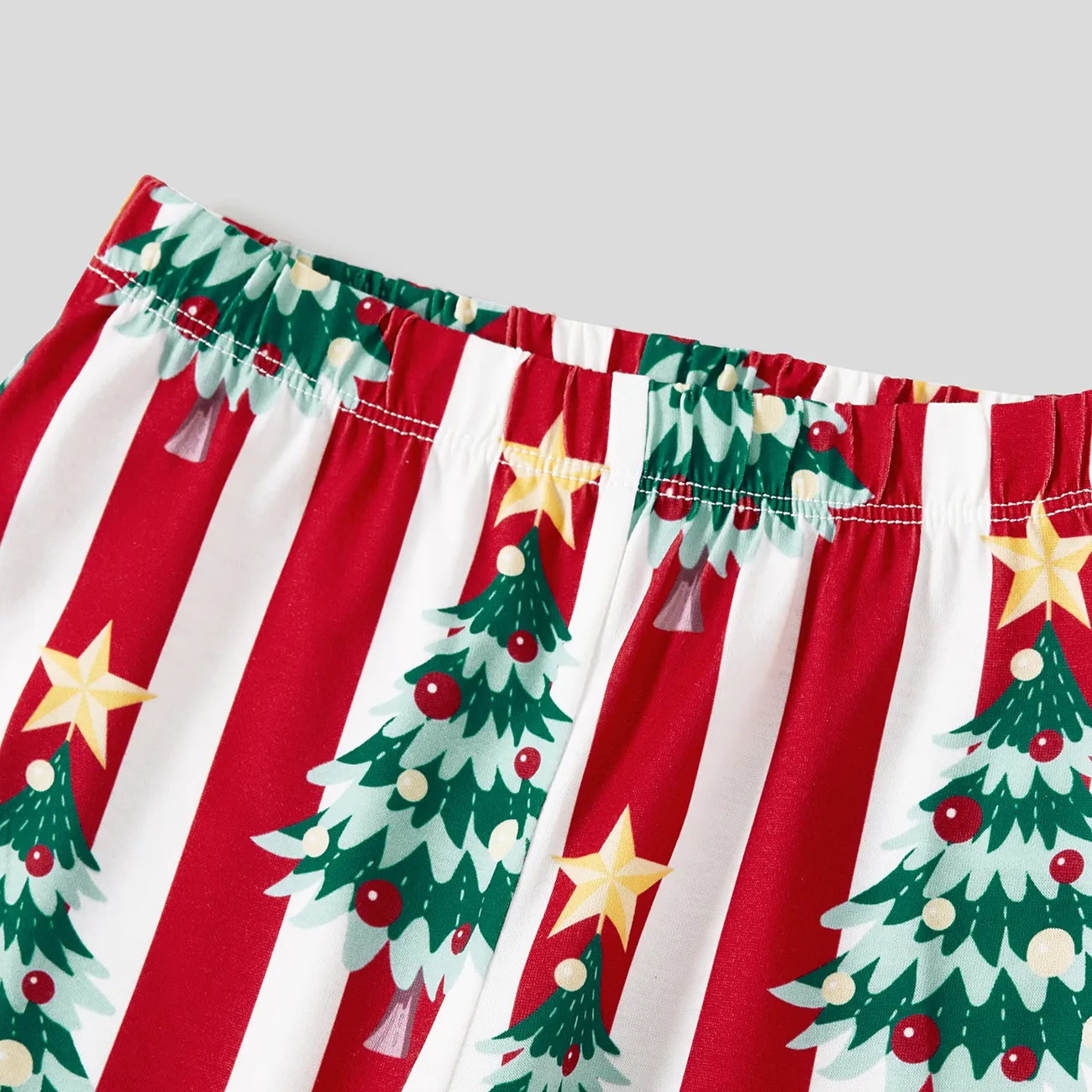Christmas Family Matching Trees Print Stripes Long-sleeve Pajamas Sets(Flame resistant) Red big image 1