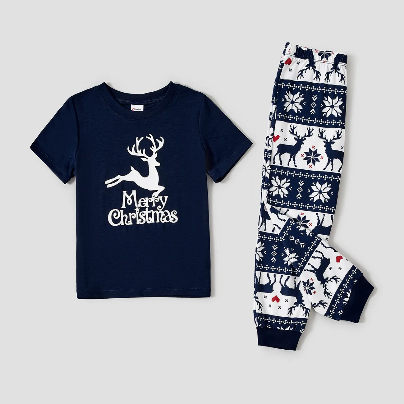 Weihnachten Familien-Looks Langärmelig Familien-Outfits Pyjamas (Flame Resistant) tiefblau big image 1