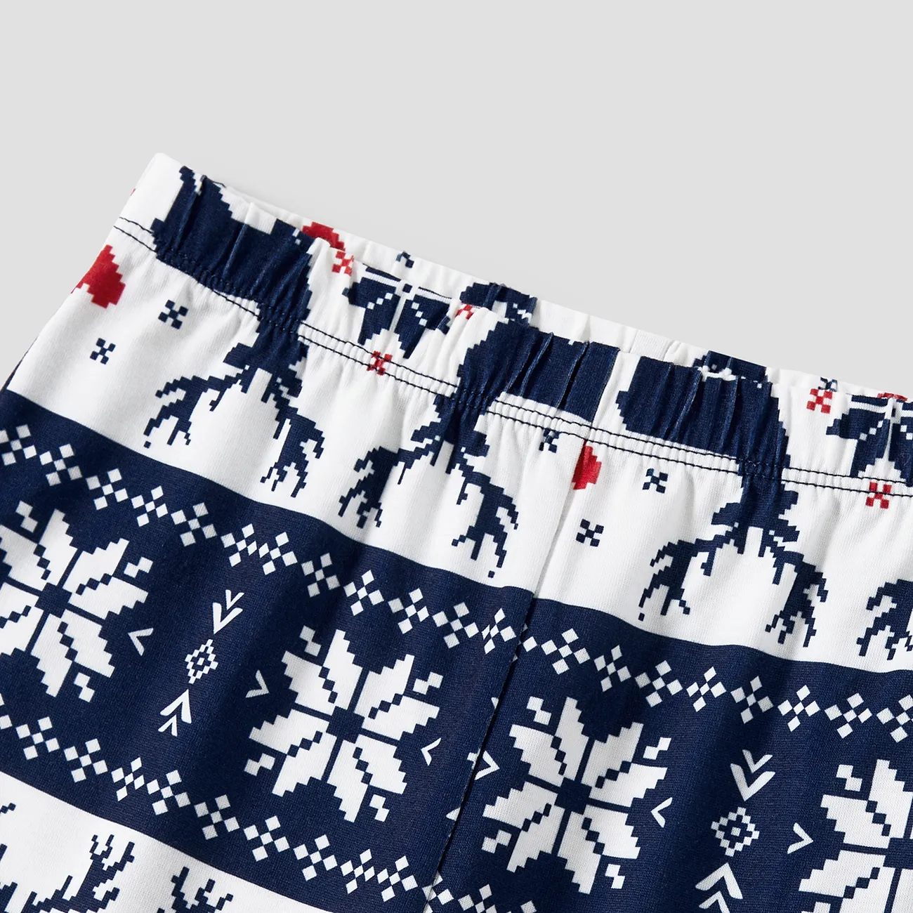Christmas Reindeer Print Glow in the Dark Family Matching Pajamas Sets (Flame Resistant) Deep Blue big image 1