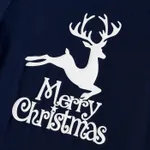 Christmas Reindeer Print Glow in the Dark Family Matching Pajamas Sets (Flame Resistant) Deep Blue image 3