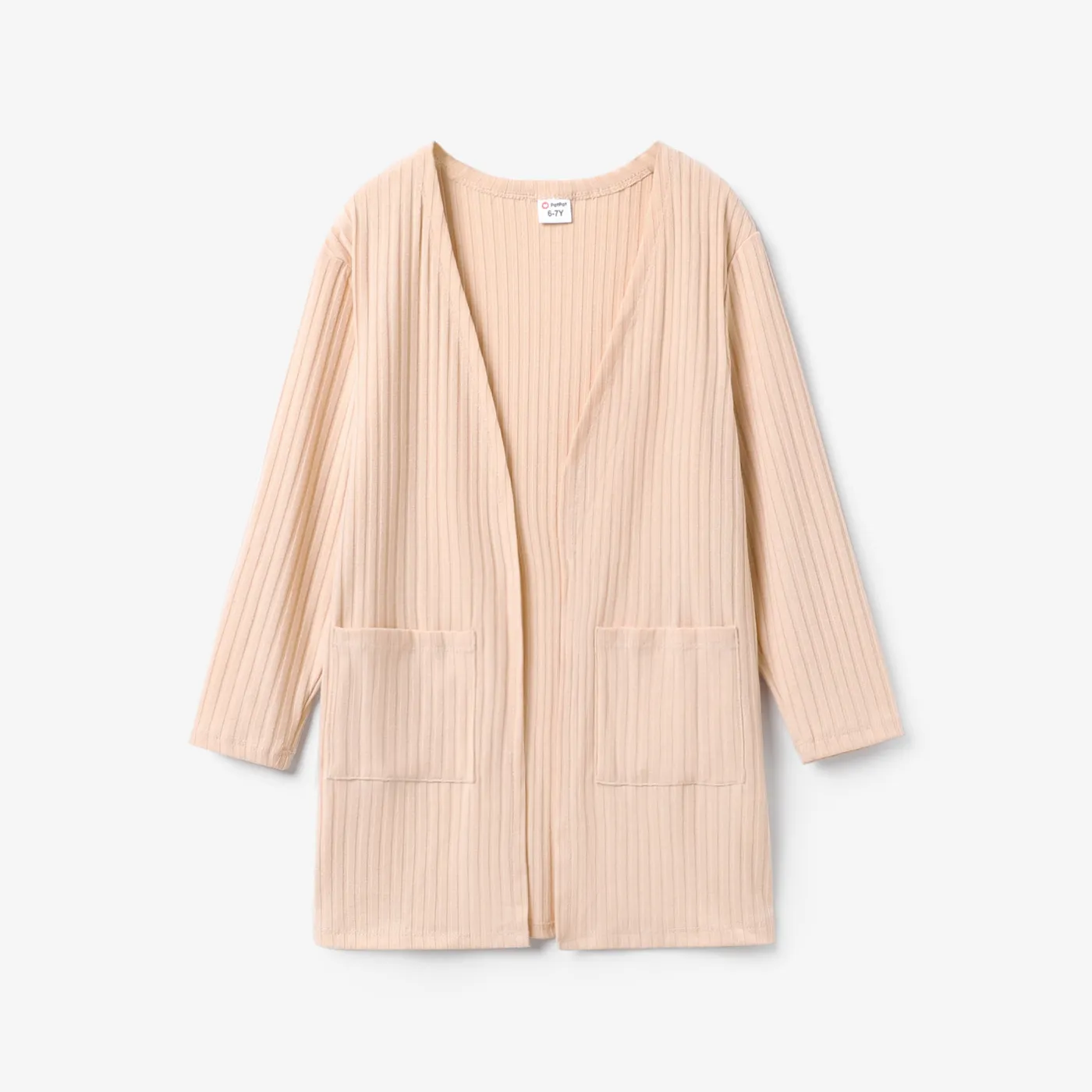 

Kid Girl Basic Patch Pocket Design Cardigan/Top