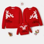 Christmas Family Matching Reindeer and Letter Print Red Sweaters  image 2