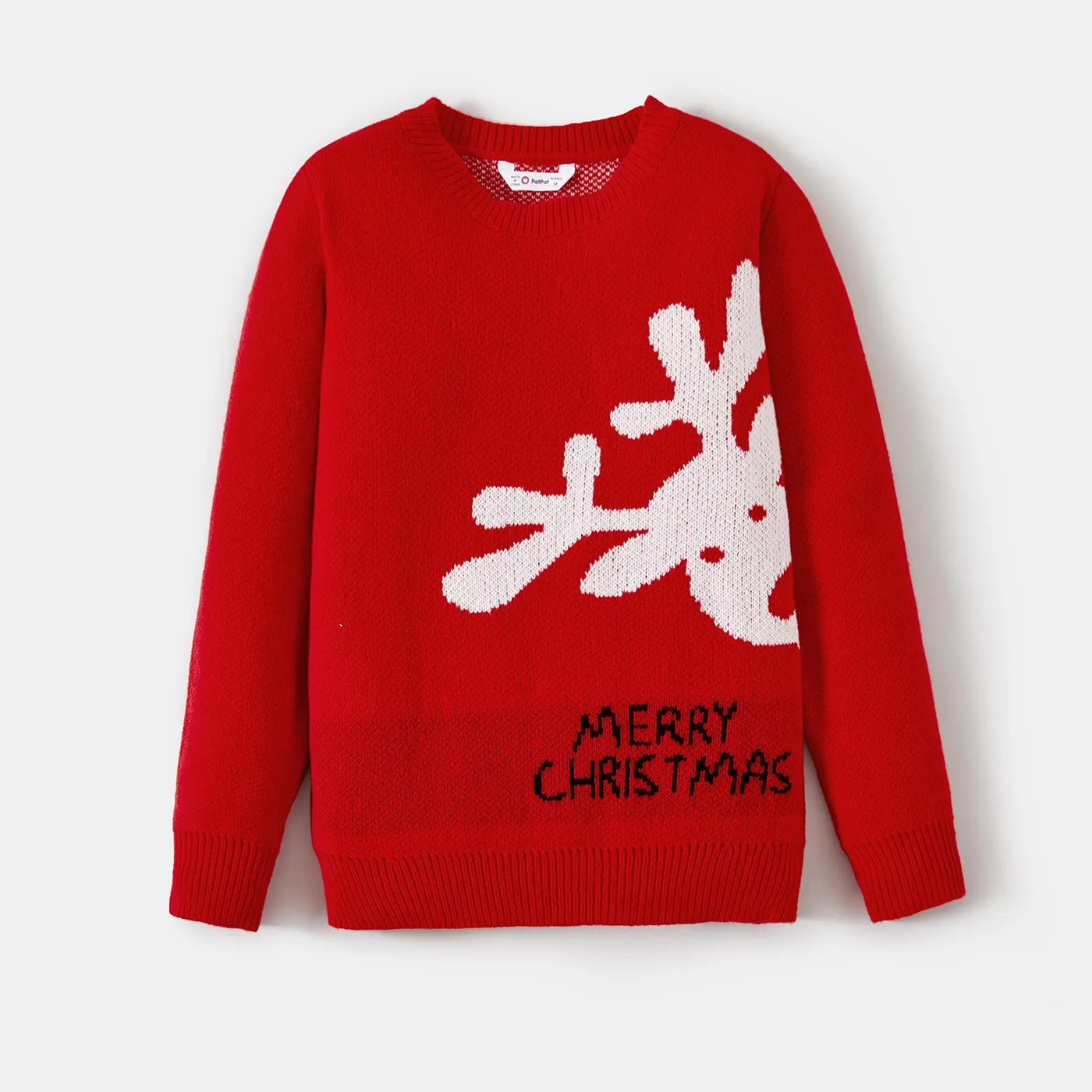 Christmas Family Matching Reindeer And Letter Print Red Sweaters