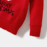 Christmas Family Matching Reindeer and Letter Print Red Sweaters  image 4