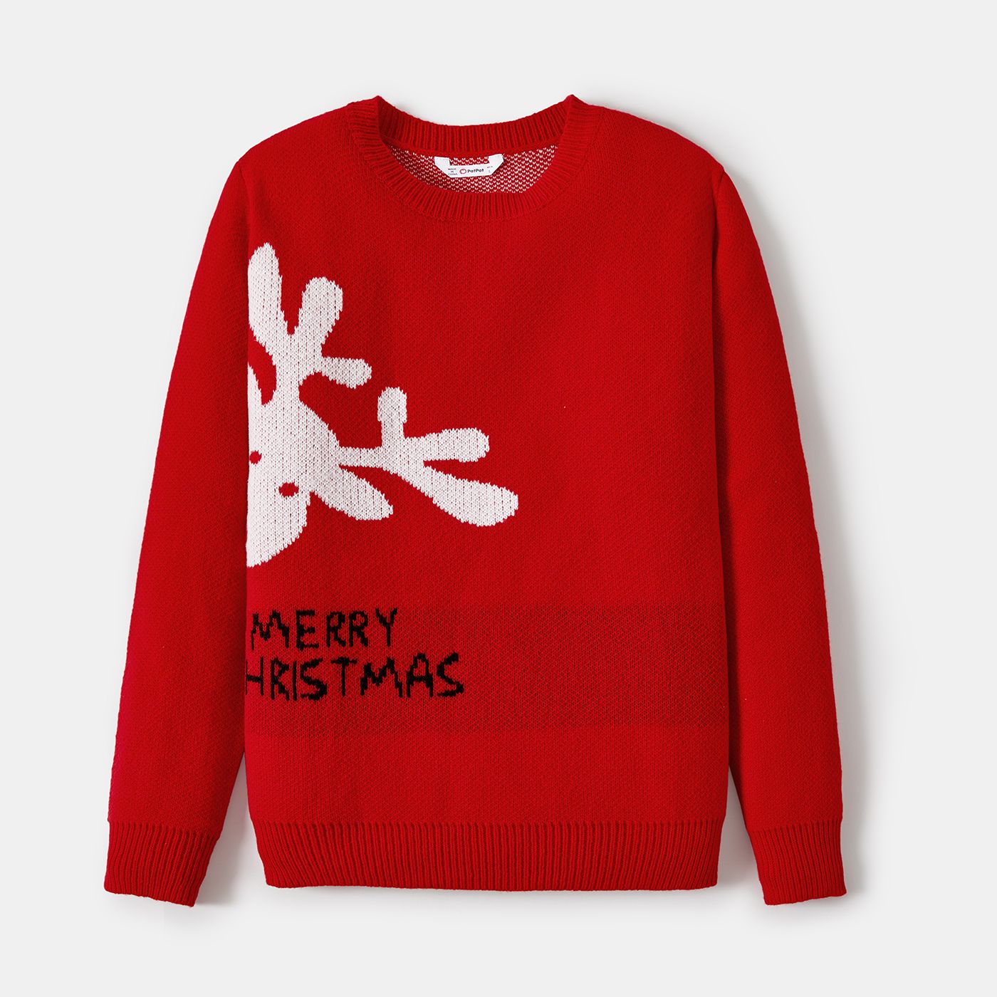 Christmas Family Matching Reindeer And Letter Print Red Sweaters