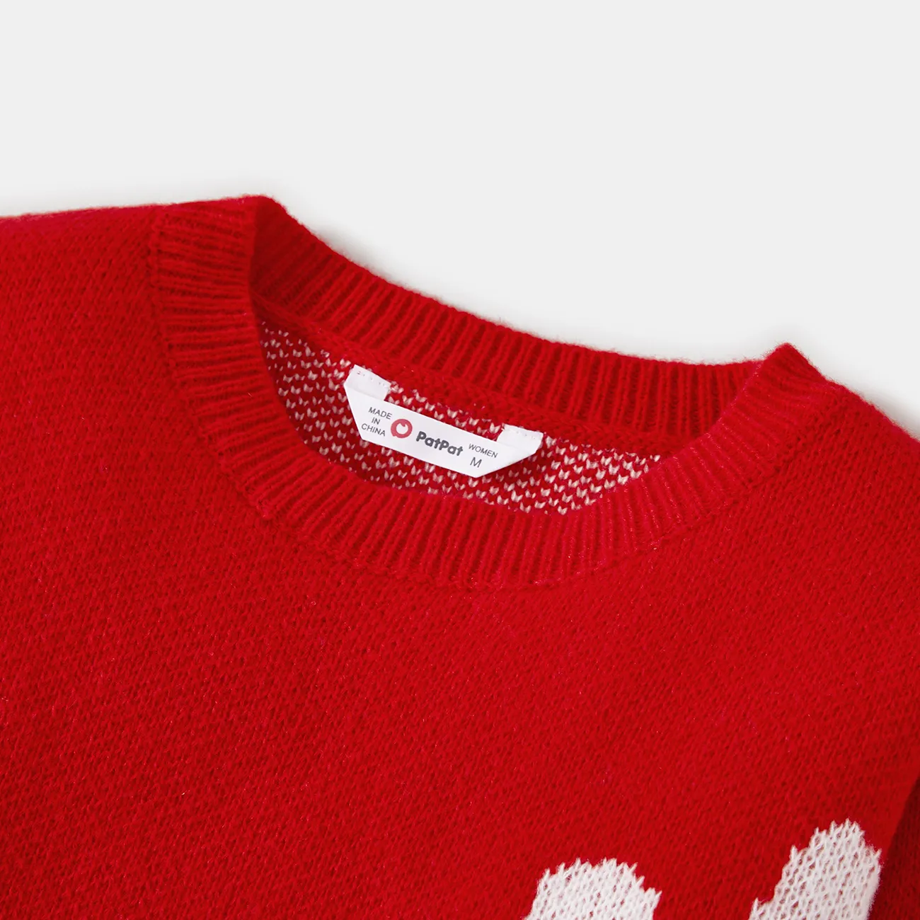 Christmas Family Matching Reindeer and Letter Print Red Sweaters Red big image 1