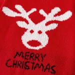 Christmas Family Matching Reindeer and Letter Print Red Sweaters  image 3