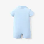 Baby Boy 100% Cotton Front Buttons Pocket with Dinosaur Pattern Lapel Neck Solid Jumpsuit  image 2