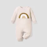 Baby Unisex Lässig Langärmelig Baby-Overalls Beige