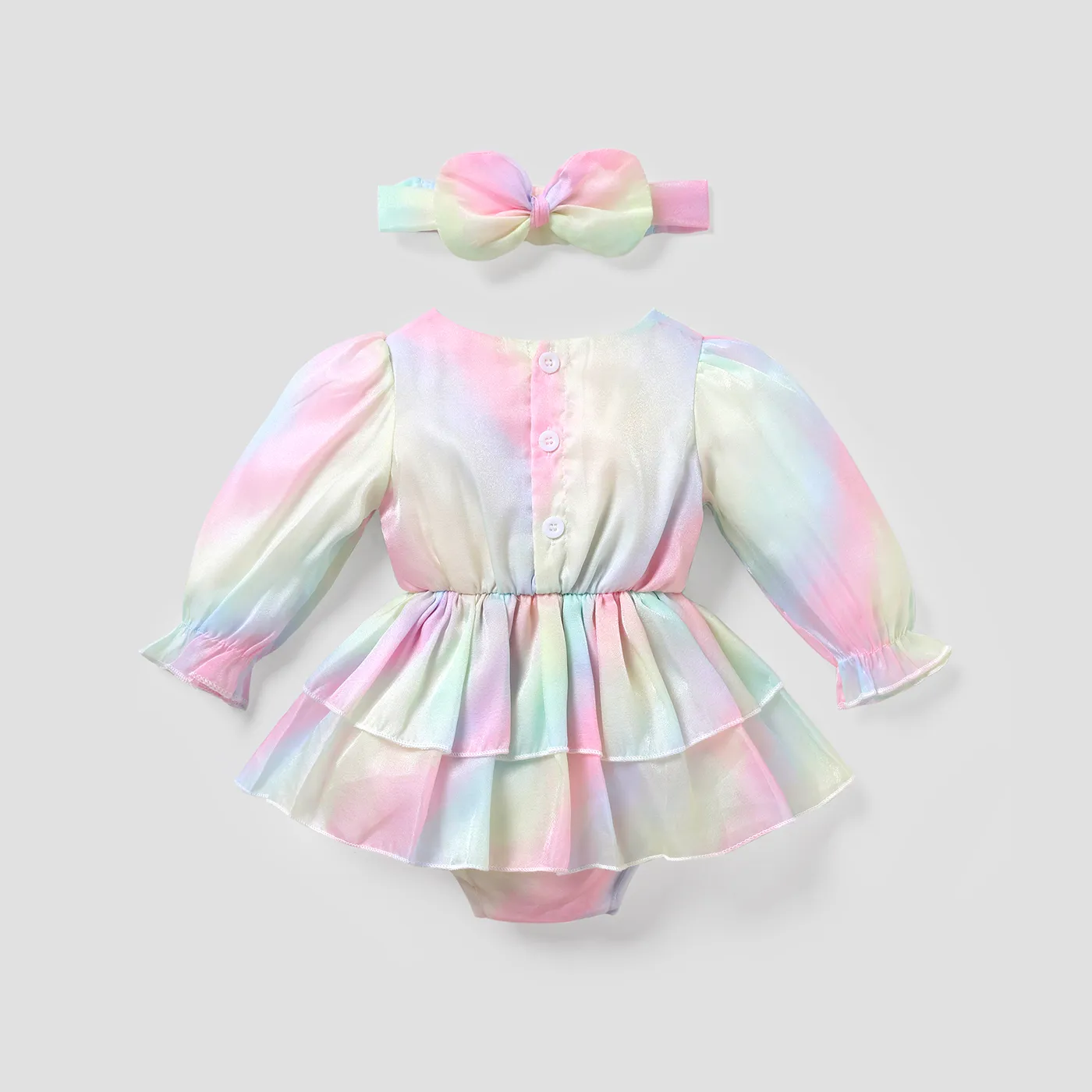 2 unidades Bebé Menina Extremidades franzidas Bonito Manga comprida Macacão curto  image 2