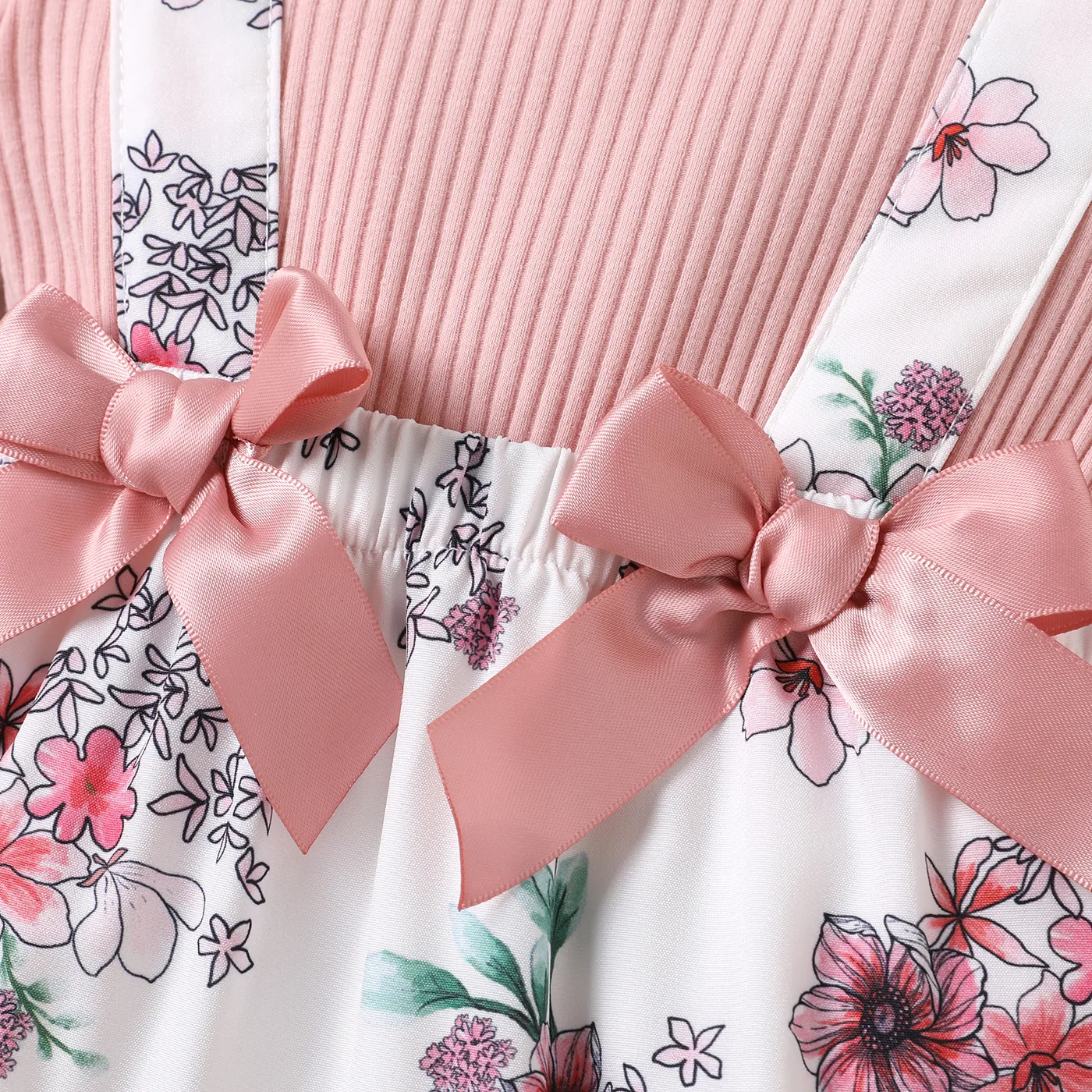 Baby Girl Floral Pattern Bow Design Jumpsuit  image 5