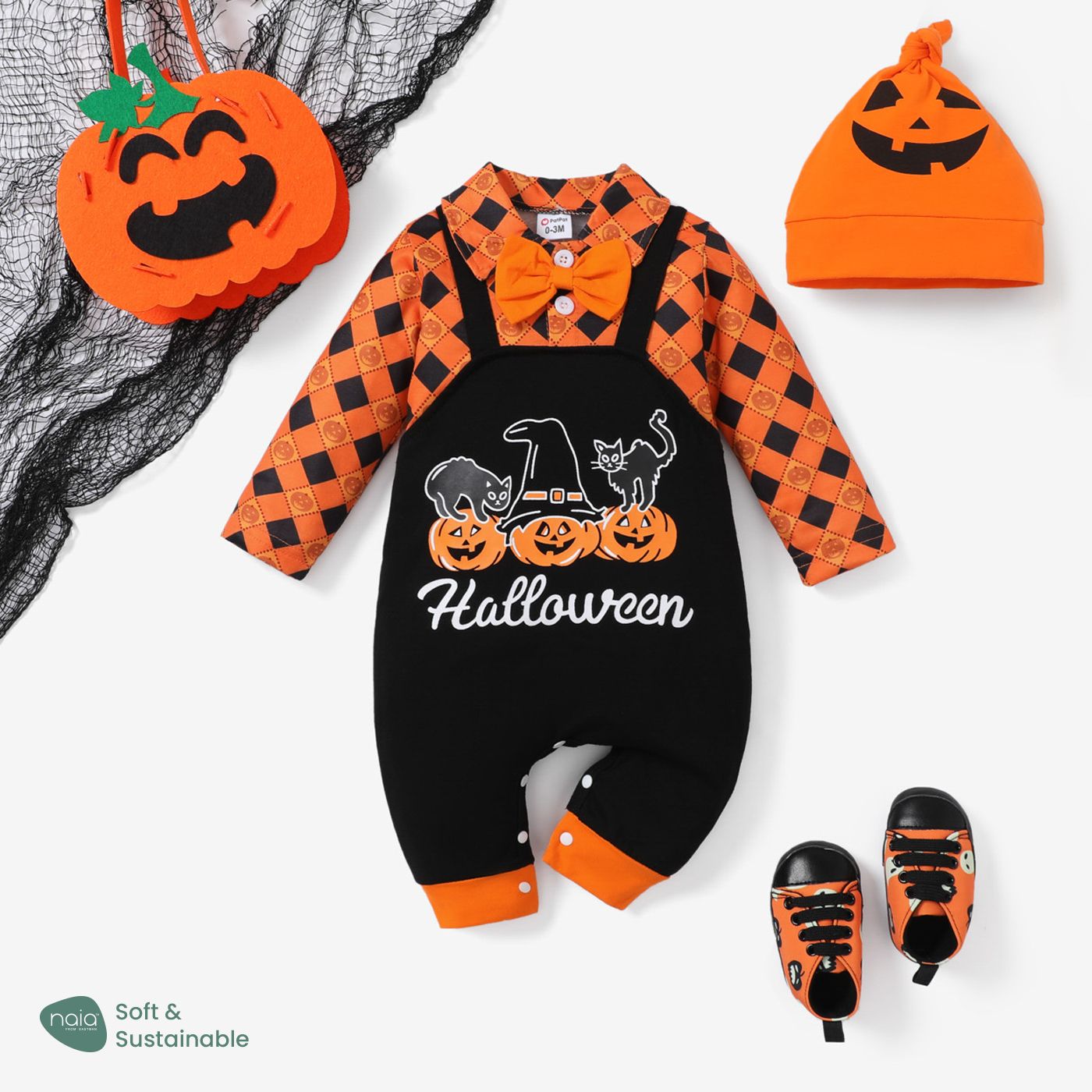 

2pcs Halloween Baby Boy Jumpsuit Set in Hyper-Tactile 3D