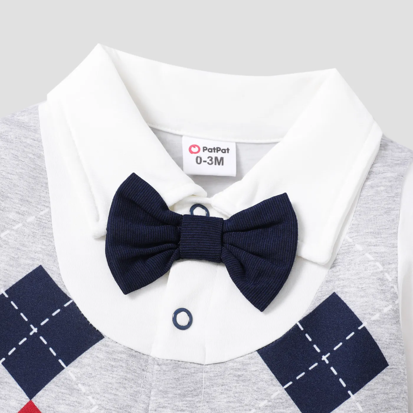 Baby Boy de manga comprida Faux-two listrado cavalheiro bow tie macacão colorblock image 6