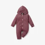 Solid Hooded Long-sleeve Baby Jumpsuit Red